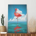 pinakas-se-kamva-kathetos-saloni-a-11036-flamingo-standing-on-the-sea