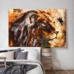 pinakas-se-kamva-orizontios-krevatokamara-a-03563-lion-collage-on-color-abstract-background