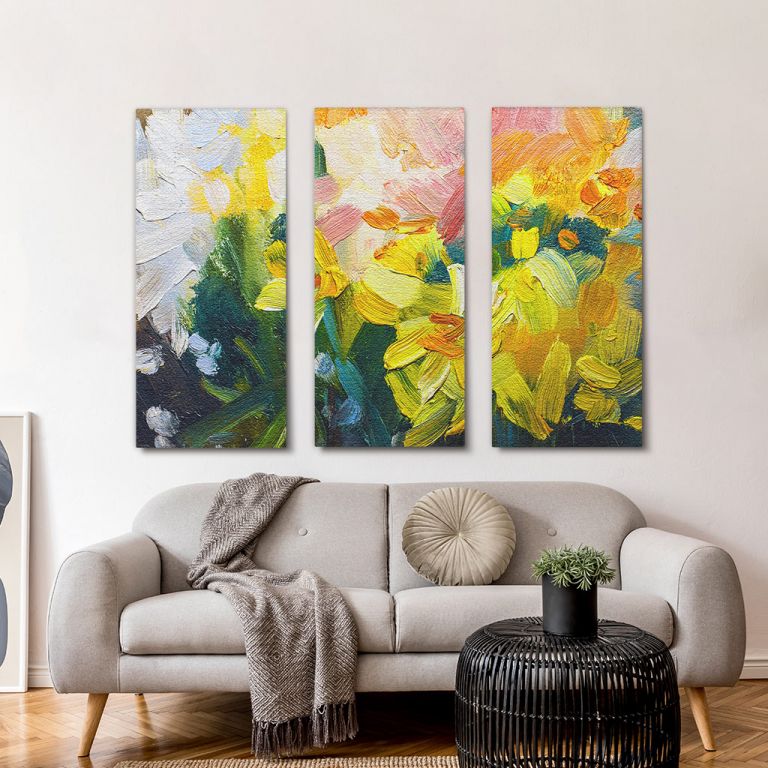 pinakas-se-kamva-orizontios-saloni-b-01050-vivid-flowers-floral-still-life