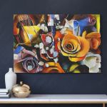 pinakas-se-kamva-orizontios-saloni-h-01128-bouquet-of-beautiful-flowers