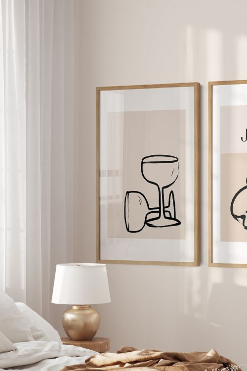 Line Art Black Abstract No56 Premium Poster