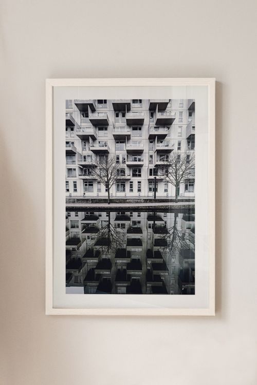 Black And White Apartment Building Premium Poster