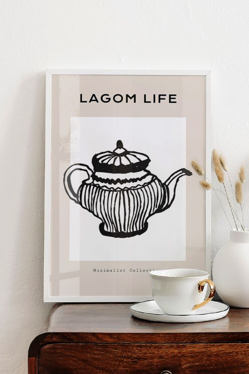 Lagom Life Teapot No89 Premium Poster
