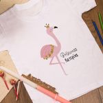 Παιδικό T-shirt & Λαμπάδα με όνομα, Flamingo Princess