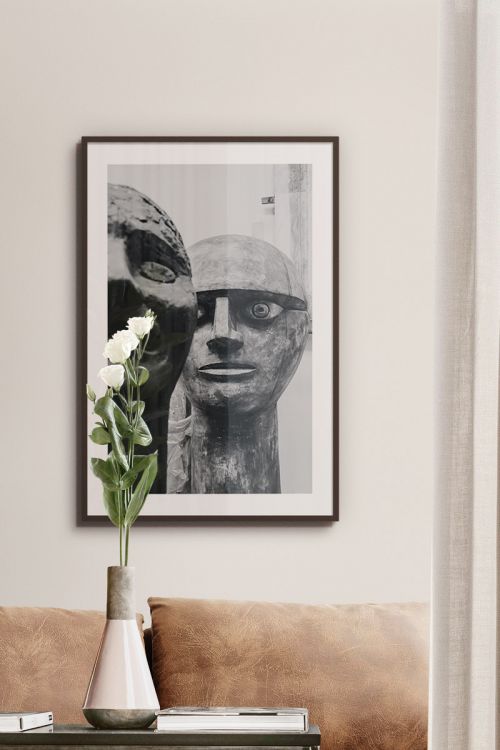 Two Faces Black And White Premium Poster