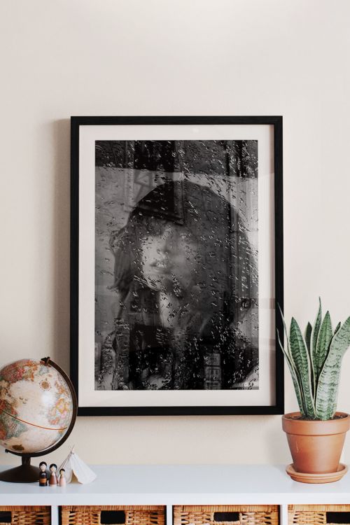 Window With Rain Premium Poster