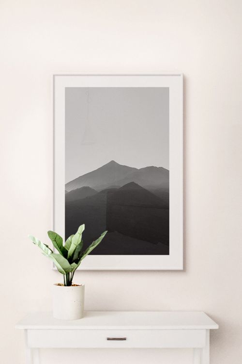 Black And White Mountain Premium Poster
