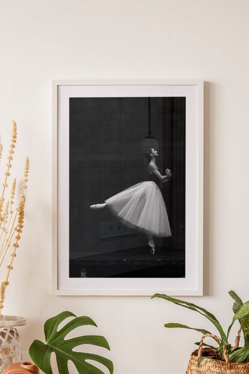 Black And White Ballerina Premium Poster
