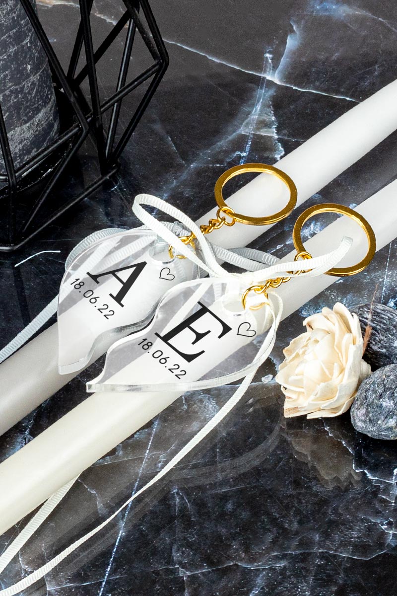2 Λαμπάδες με Μπρελοκ Κλειδιών, Passion Letters Plexi