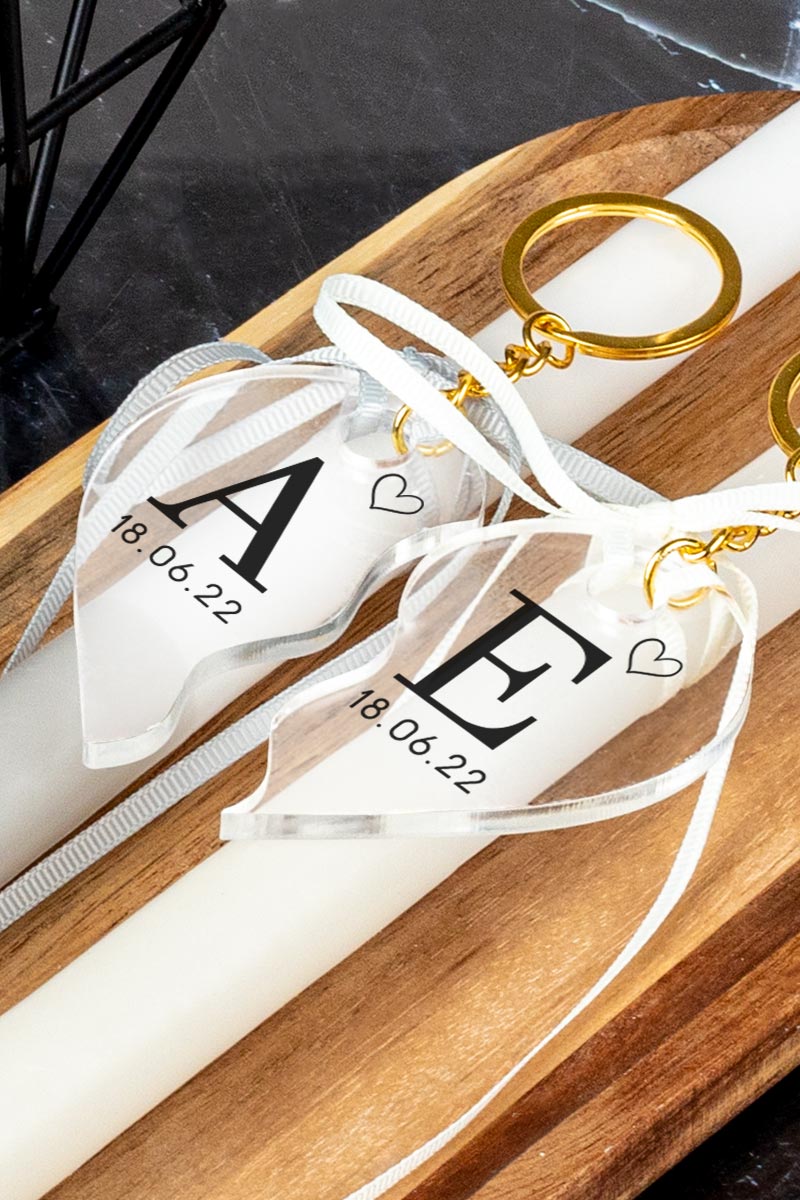 2 Λαμπάδες με Μπρελοκ Κλειδιών, Passion Letters Plexi
