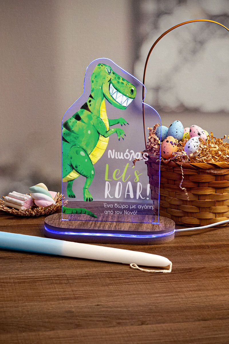Φωτιστικό Led με Δώρο Λαμπάδα, Roar Dino