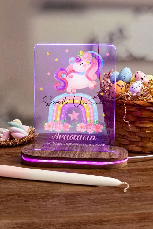 Φωτιστικό Led με Δώρο Λαμπάδα, Sweet Unicorn