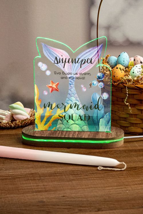 Φωτιστικό Led με Δώρο Λαμπάδα, Mermaid Squad