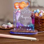 Φωτιστικό Led με Δώρο Λαμπάδα, Happy Mermaid