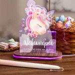 Φωτιστικό Led με Δώρο Λαμπάδα, Flower Unicorn