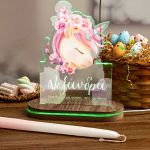 Φωτιστικό Led με Δώρο Λαμπάδα, Flower Unicorn