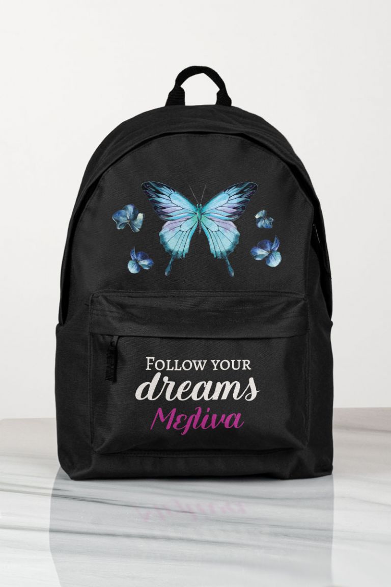 Σχολική Τσάντα Δημοτικού, Μαύρο Χρώμα, Butterfly Fly