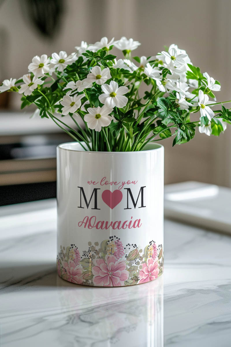 Κασπώ Προσωποποιημένο με Σχέδιο Love Mom