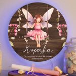 Φωτιστικό Τοίχου με Premium Λαμπάδα και Σχέδιο Ροζ Νεράιδα