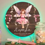 Φωτιστικό Τοίχου με Premium Λαμπάδα και Σχέδιο Ροζ Νεράιδα