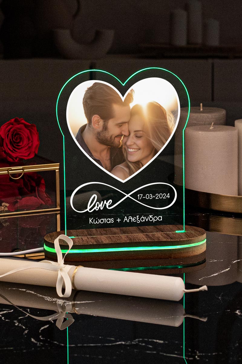Φωτιστικό Led με Premium Λαμπάδα και Σχέδιο Infinity Love