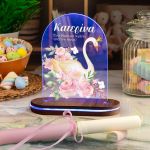 Φωτιστικό Led με Premium Λαμπάδα και Σχέδιο Κύκνος Λουλούδια