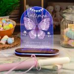 Φωτιστικό Led με Premium Λαμπάδα και Σχέδιο Μωβ Πεταλούδα