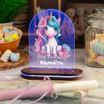 Φωτιστικό Led με Premium Λαμπάδα και Σχέδιο Μπλε Ροζ Μονόκερος