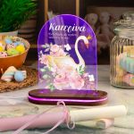 Φωτιστικό Led με Premium Λαμπάδα και Σχέδιο Κύκνος Λουλούδια