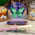 Φωτιστικό Led με Premium Λαμπάδα και Σχέδιο Πράσινη Πεταλούδα