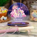 Φωτιστικό Led με Premium Λαμπάδα και Σχέδιο Ροζ Μονόκερος