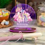 Φωτιστικό Led με Premium Λαμπάδα και Σχέδιο Ροζ Μονόκερος