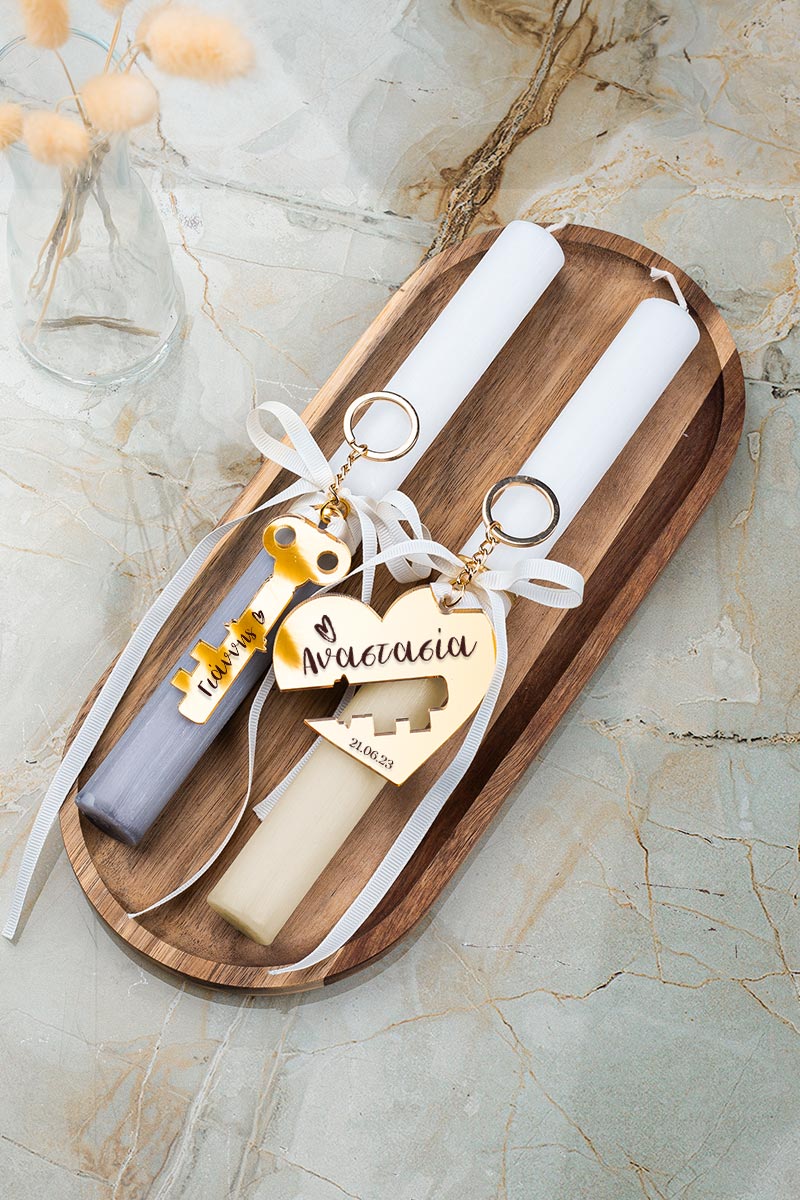 2 Λαμπάδες με Μπρελοκ Κλειδιών, Heart key