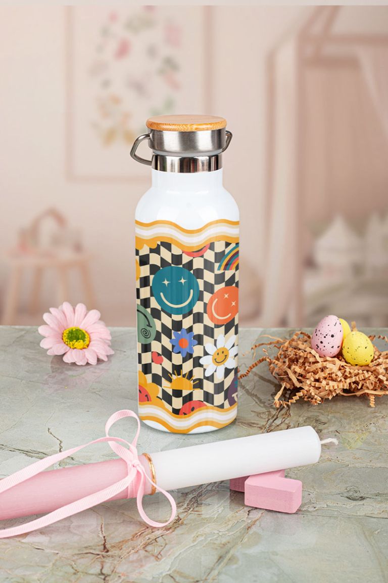 Παγούρι Θερμός με Premium Λαμπάδα και Σχέδιο Happy Colors