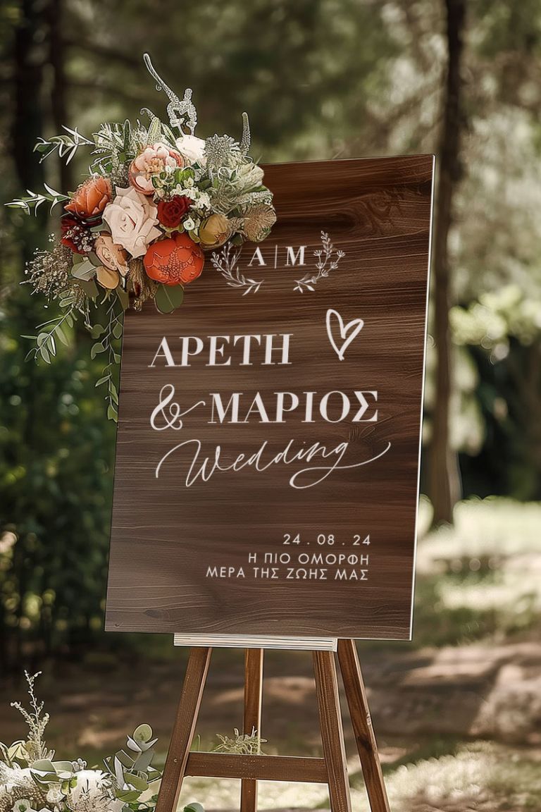 Επιγραφή Καλωσορίσματος Γάμου με Σχέδιο Μονογράμματα