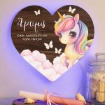 Φωτιστικό Τοίχου με Premium Λαμπάδα και Σχέδιο Μονόκερος με Πεταλούδες