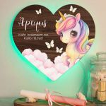 Φωτιστικό Τοίχου με Premium Λαμπάδα και Σχέδιο Μονόκερος με Πεταλούδες