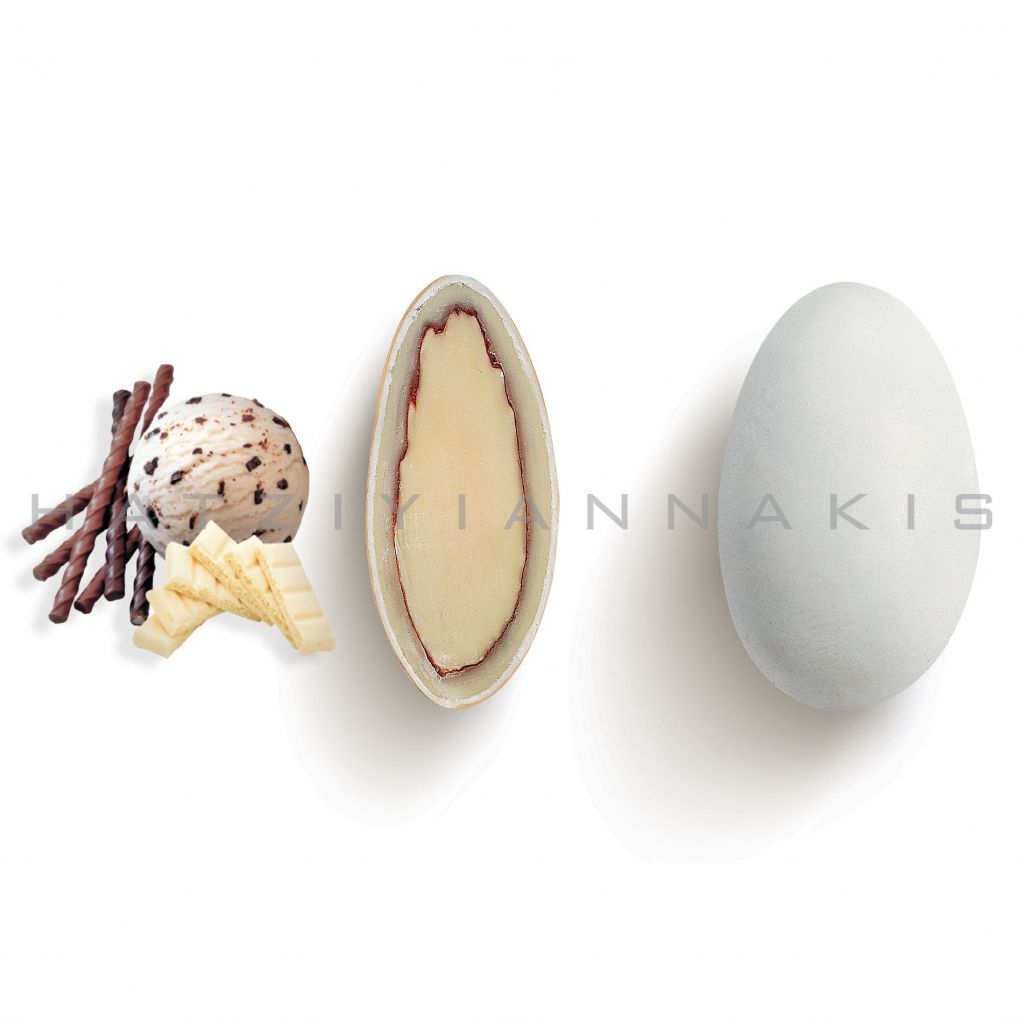 Κουφέτα 1kg Χατζηγιαννάκης Choco Almont Stracciatella Λευκό Ματ - 1732