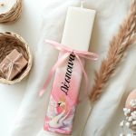 Λαμπάδα Πλακέ Προσωποποιημένη με Σχέδιο Ροζ Κύκνος