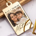 Μπρελόκ Κλειδιών Golden Mirror με Φωτογραφία Best Mom