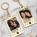 Σετ 2 Μπρελόκ Κλειδιών Golden Mirror με Φωτογραφία για Μητέρα