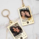 Σετ 2 Μπρελόκ Κλειδιών Golden Mirror με Φωτογραφία για Μητέρα