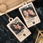 Σετ 2 Ξύλινων Μπρελόκ Κλειδιών με Φωτογραφία για Μητέρα