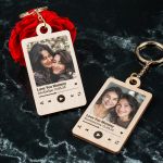 Σετ 2 Ξύλινων Μπρελόκ Κλειδιών με Φωτογραφία για Μητέρα