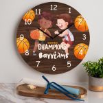 Παιδικό Ρολόι Τοίχου με Premium Λαμπάδα και Σχέδιο Μπάσκετ