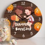 Παιδικό Ρολόι Τοίχου με Premium Λαμπάδα και Σχέδιο Μπάσκετ