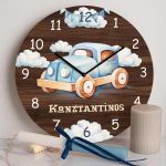Παιδικό Ρολόι Τοίχου με Premium Λαμπάδα και Σχέδιο Αυτοκινητάκι