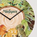 Παιδικό Ρολόι Τοίχου με Premium Λαμπάδα και Σχέδιο Δεινόσαυροι