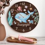 Παιδικό Ρολόι Τοίχου με Premium Λαμπάδα και Σχέδιο Φαλαινίτσα