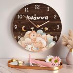 Παιδικό Ρολόι Τοίχου με Premium Λαμπάδα και Σχέδιο Γλυκιά Γάτα